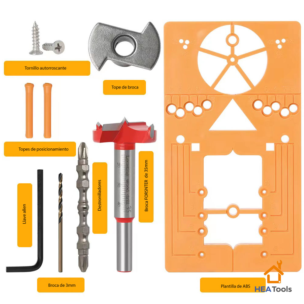 Set Kit Guía de Perforación Forstner 35mm ABS - Imagen 4