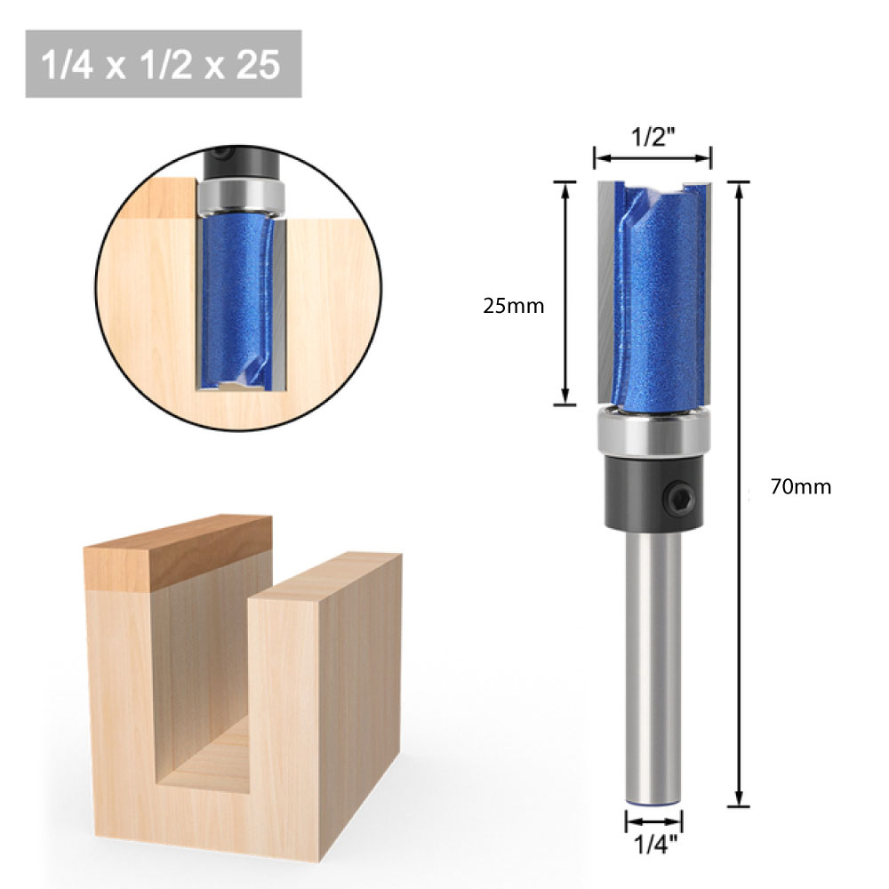 Fresa 2 aspas rodaje inferior 1/4" x 1/2" (25.5MM - 70MM) - Imagen 2