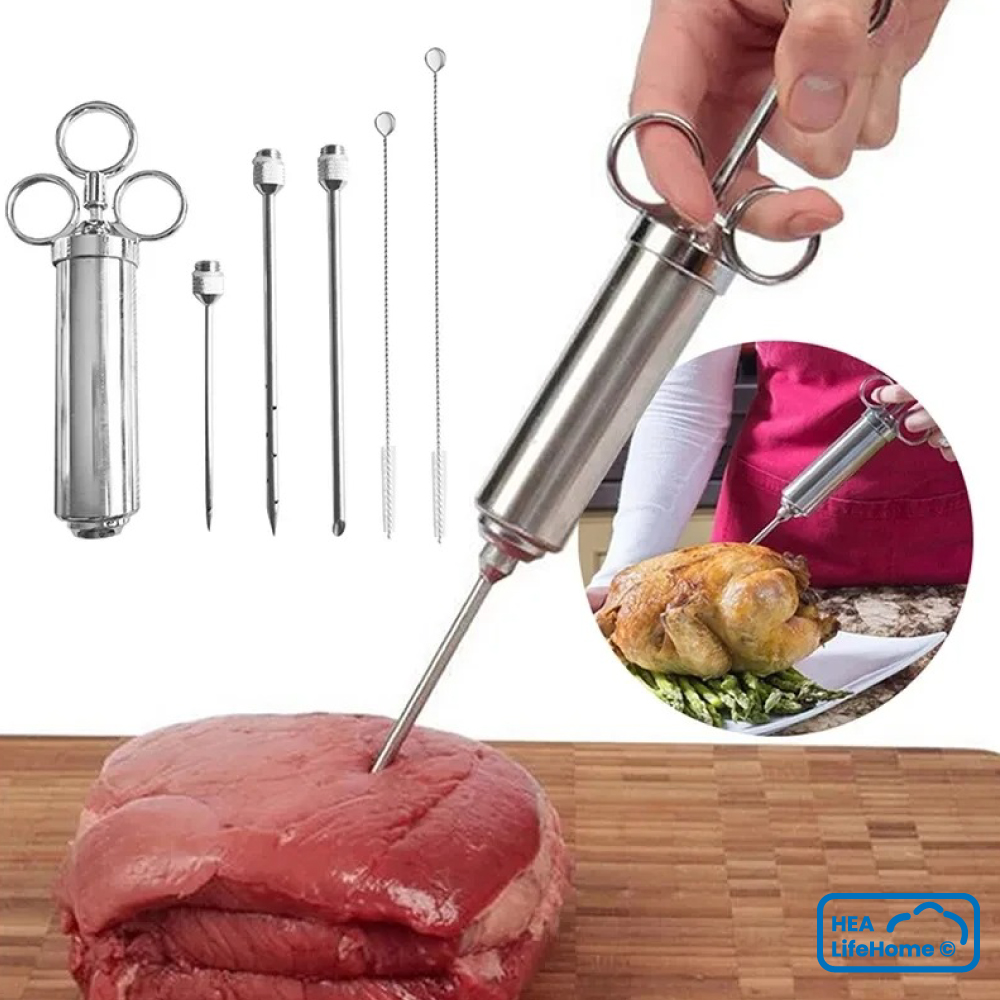 Jeringa marinadora profesional 2oz de acero inoxidable con estuche - Imagen 8