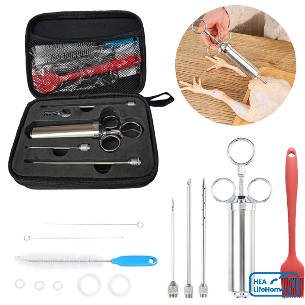 Jeringa marinadora profesional 2oz de acero inoxidable con estuche - Imagen 7