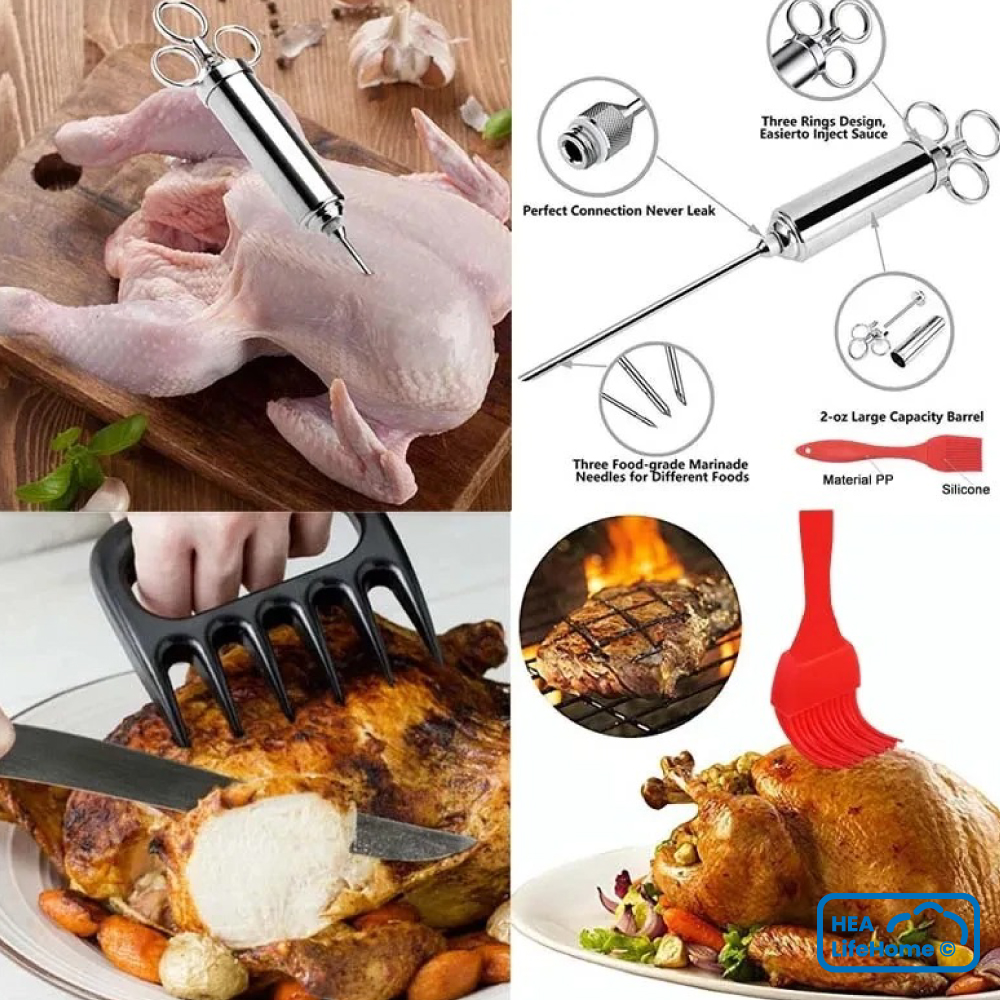 Jeringa marinadora profesional 2oz de acero inoxidable con estuche - Imagen 6