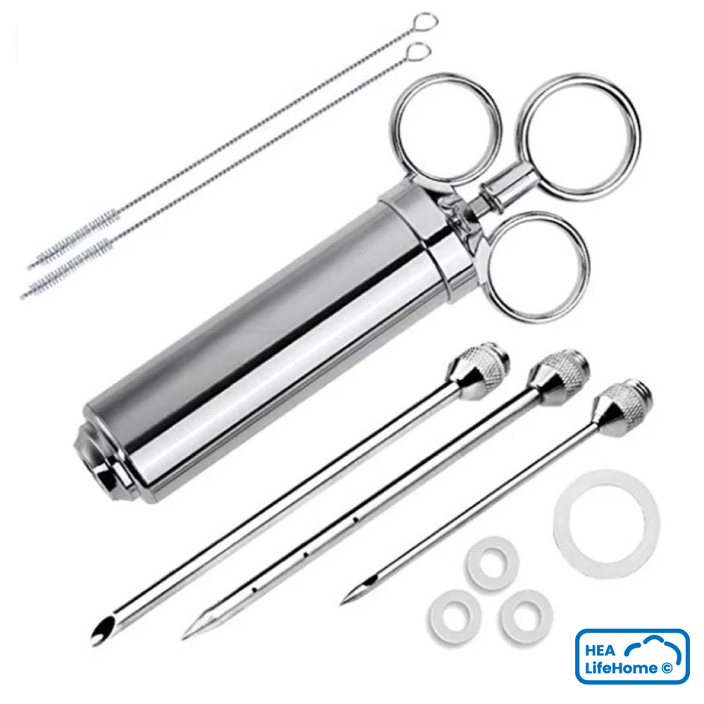 Jeringa marinadora profesional 2oz de acero inoxidable con estuche - Imagen 4