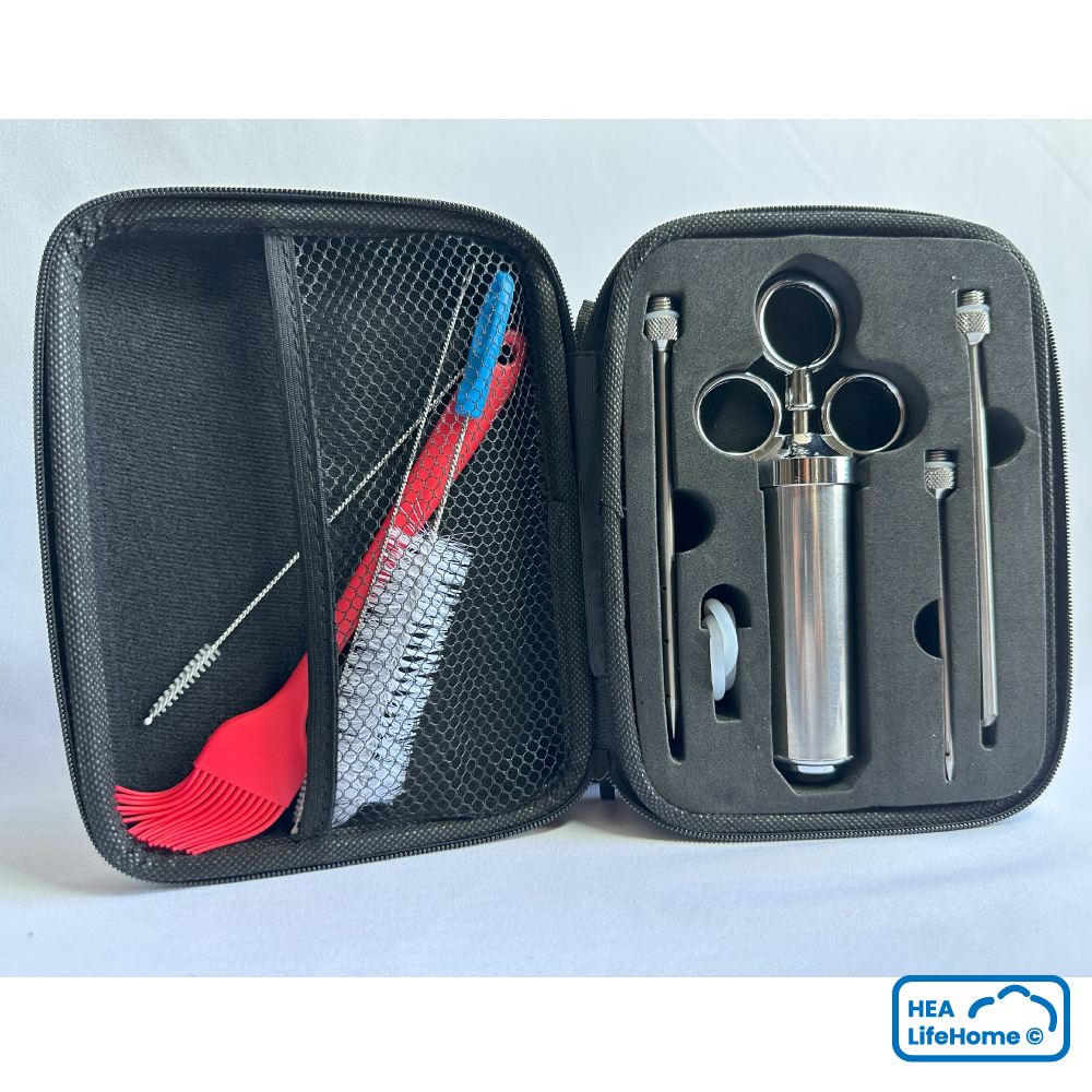 Jeringa marinadora profesional 2oz de acero inoxidable con estuche - Imagen 2