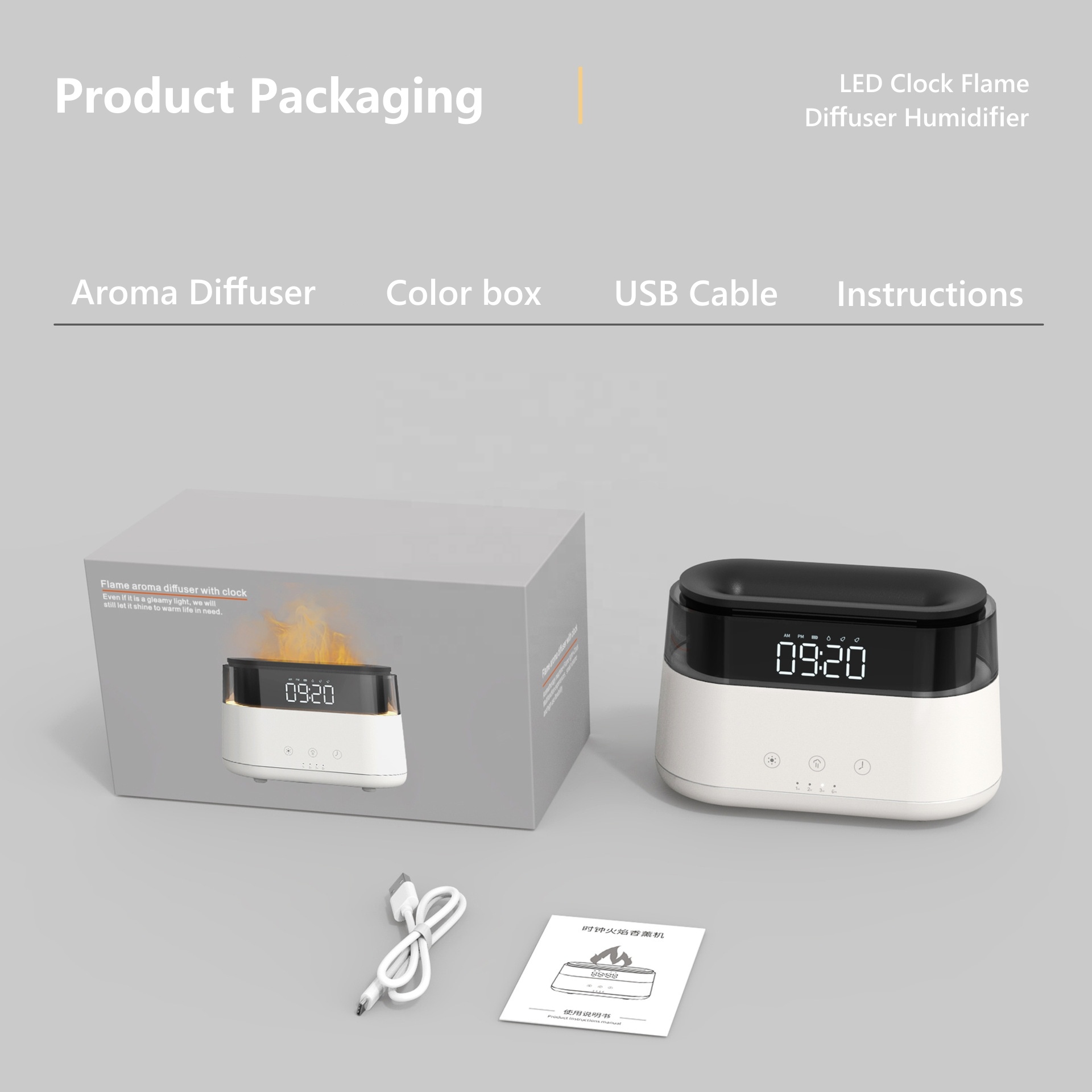 Difusor 180 ml Ultrasonic Reloj Despertador - Imagen 6