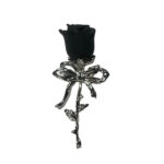 Anillo Ajustable Gótico Plateado con Rosa Negra