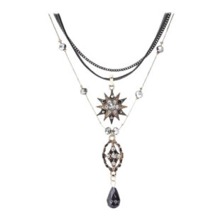 Collar Estrella Negro con Cadena Dorada