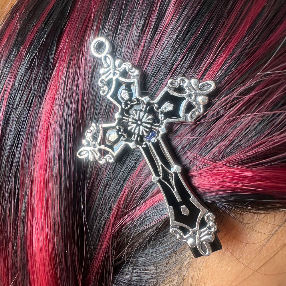 Gancho de Pelo Cruz Gótico Vintage - Imagen 3