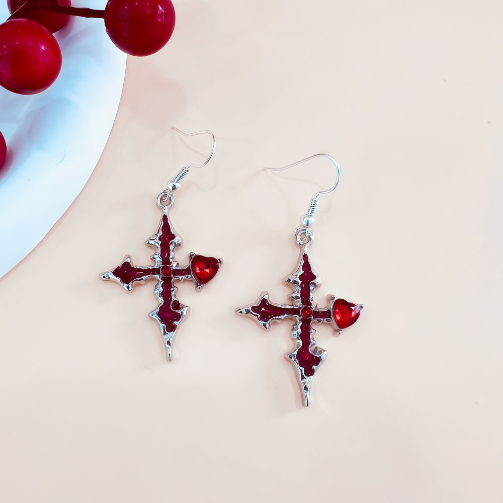 Arete Gótico de Cruz Plateado - Imagen 3