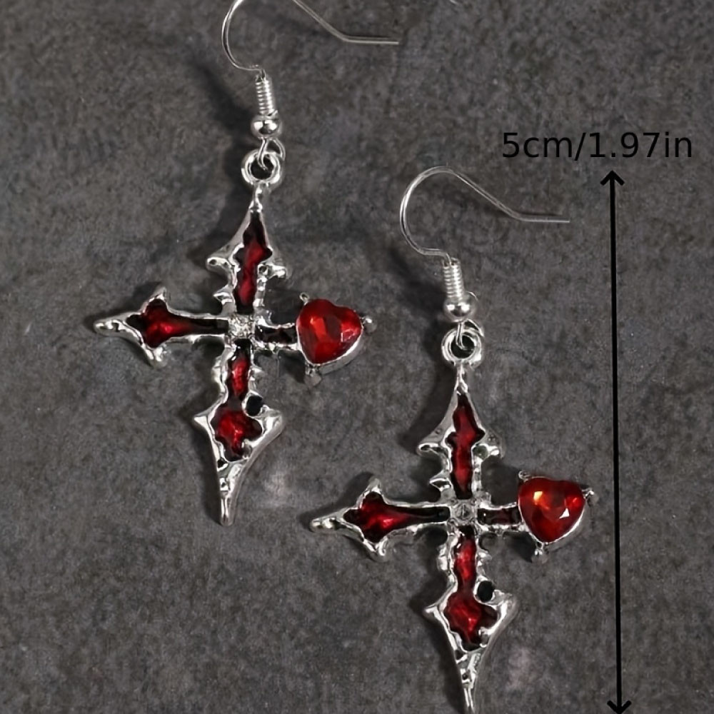 Arete Gótico de Cruz Plateado - Imagen 5