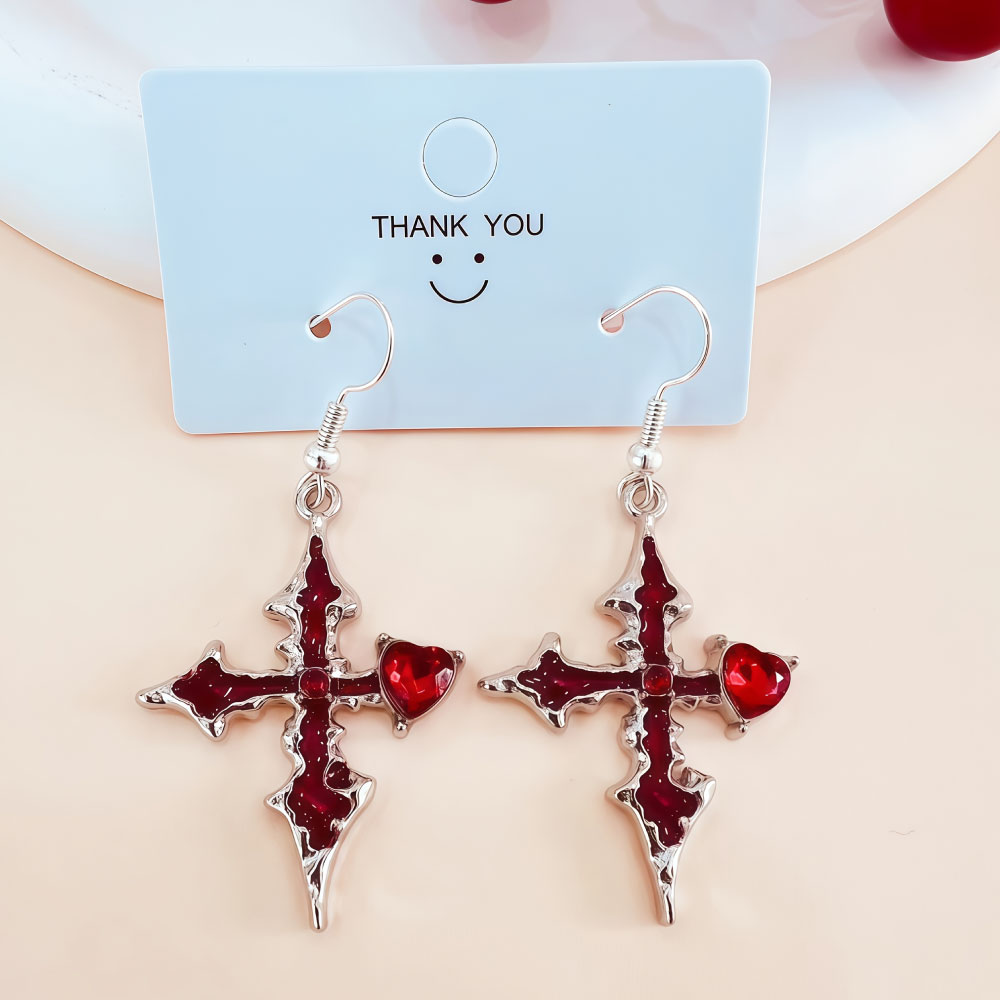 Arete Gótico de Cruz Plateado - Imagen 6