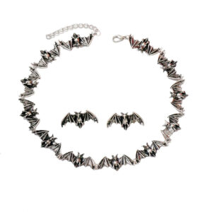 Set de Collar y Aretes Murcielago estilo Gótico