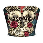 Top Gótico Calavera Románticas - talla M