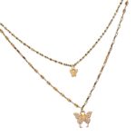 Collar doble capa dorado Mariposa