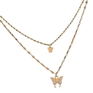 Collar doble capa dorado Mariposa