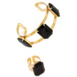 Set Pulcera y anillo con Pedreria Negra