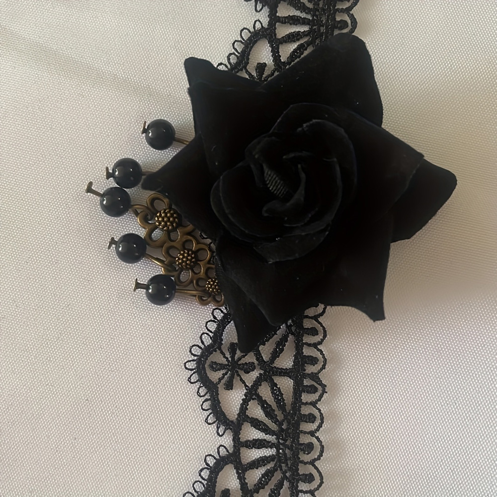 Gargantilla Gotica De Rosa Negra - Araalis - Imagen 7
