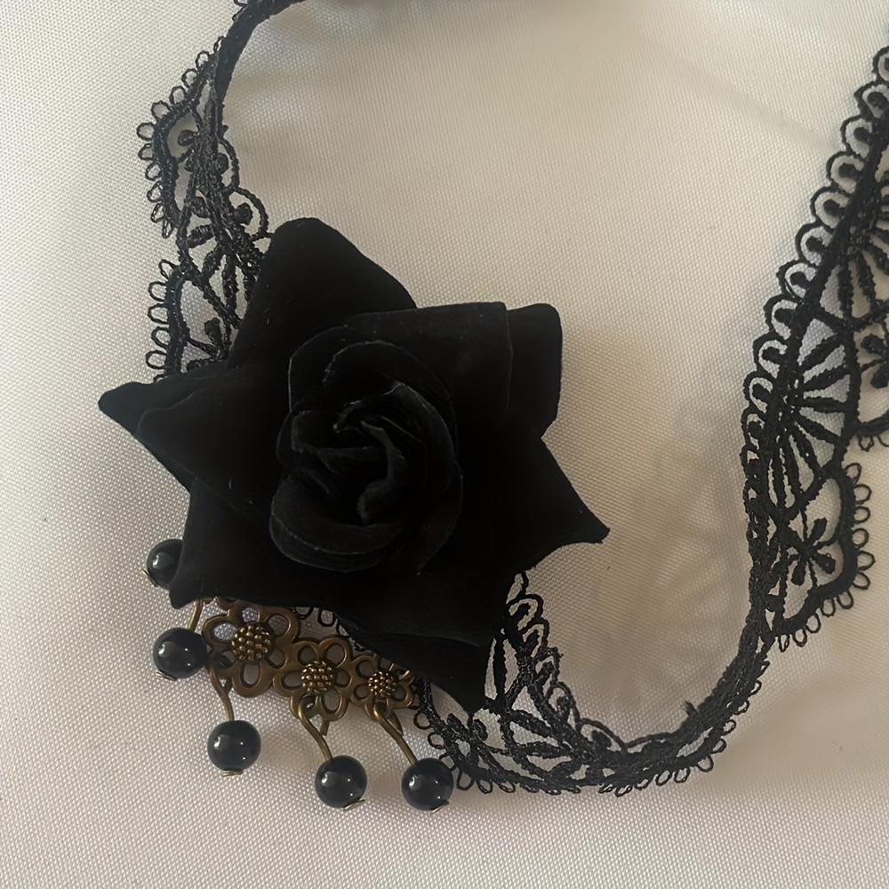 Gargantilla Gotica De Rosa Negra - Araalis - Imagen 6