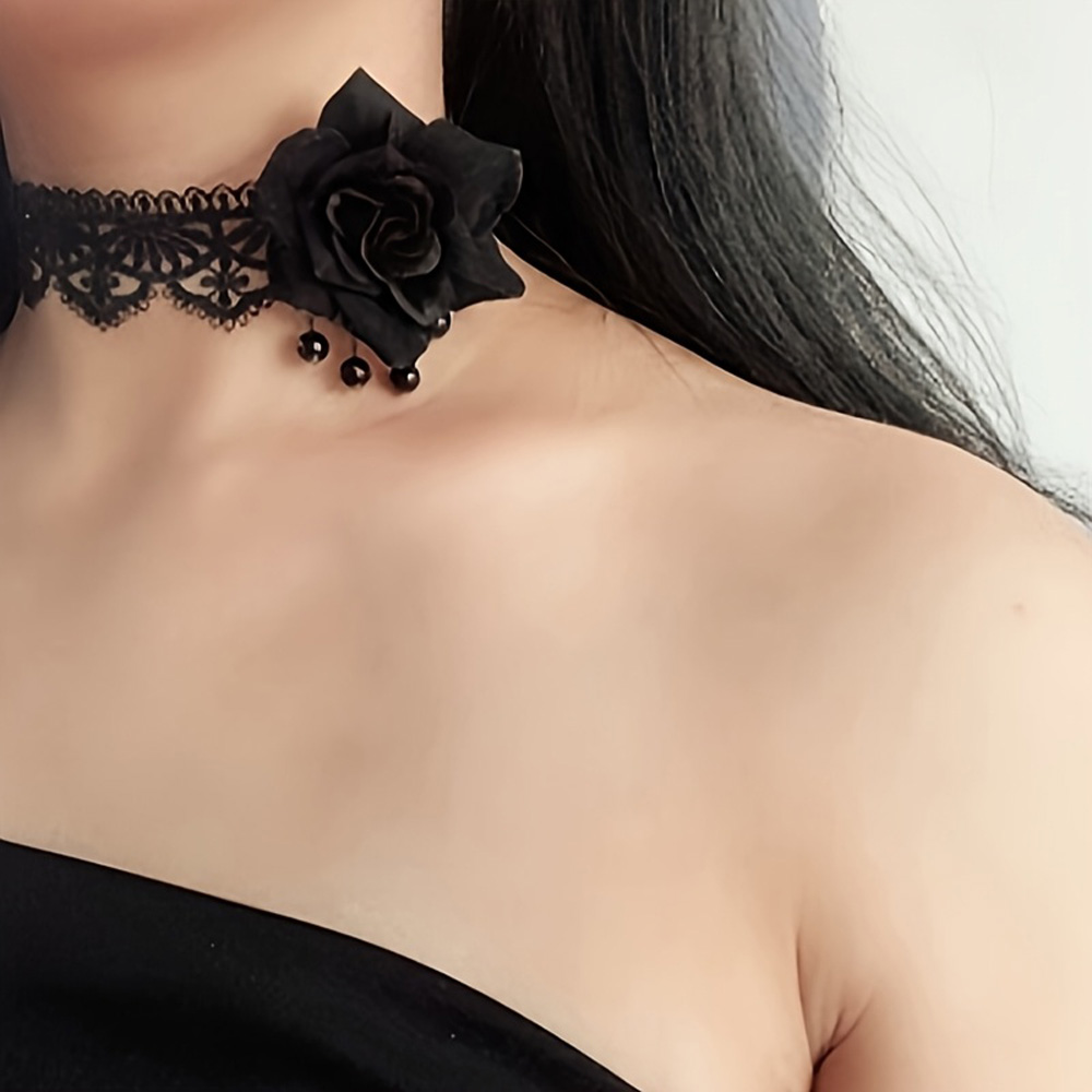 Gargantilla Gotica De Rosa Negra - Araalis - Imagen 2