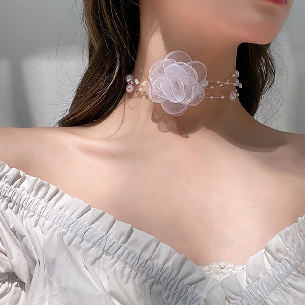 Gargantilla De Rosa Blanca Y Perlas - Araalis - Imagen 6