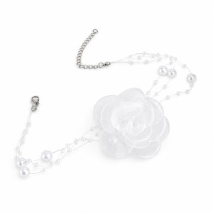 Gargantilla De Rosa Blanca Y Perlas - Araalis
