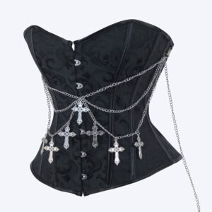 Corset Gotico Con Cadenas Negro - XL