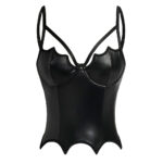 Top Encaje Gotico De Pu Negro - L