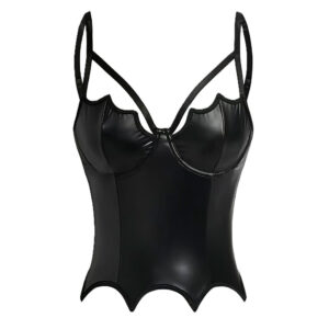 Top Encaje Gotico De Pu Negro - L