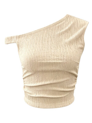 Top Holgado Descubierto Beige - M